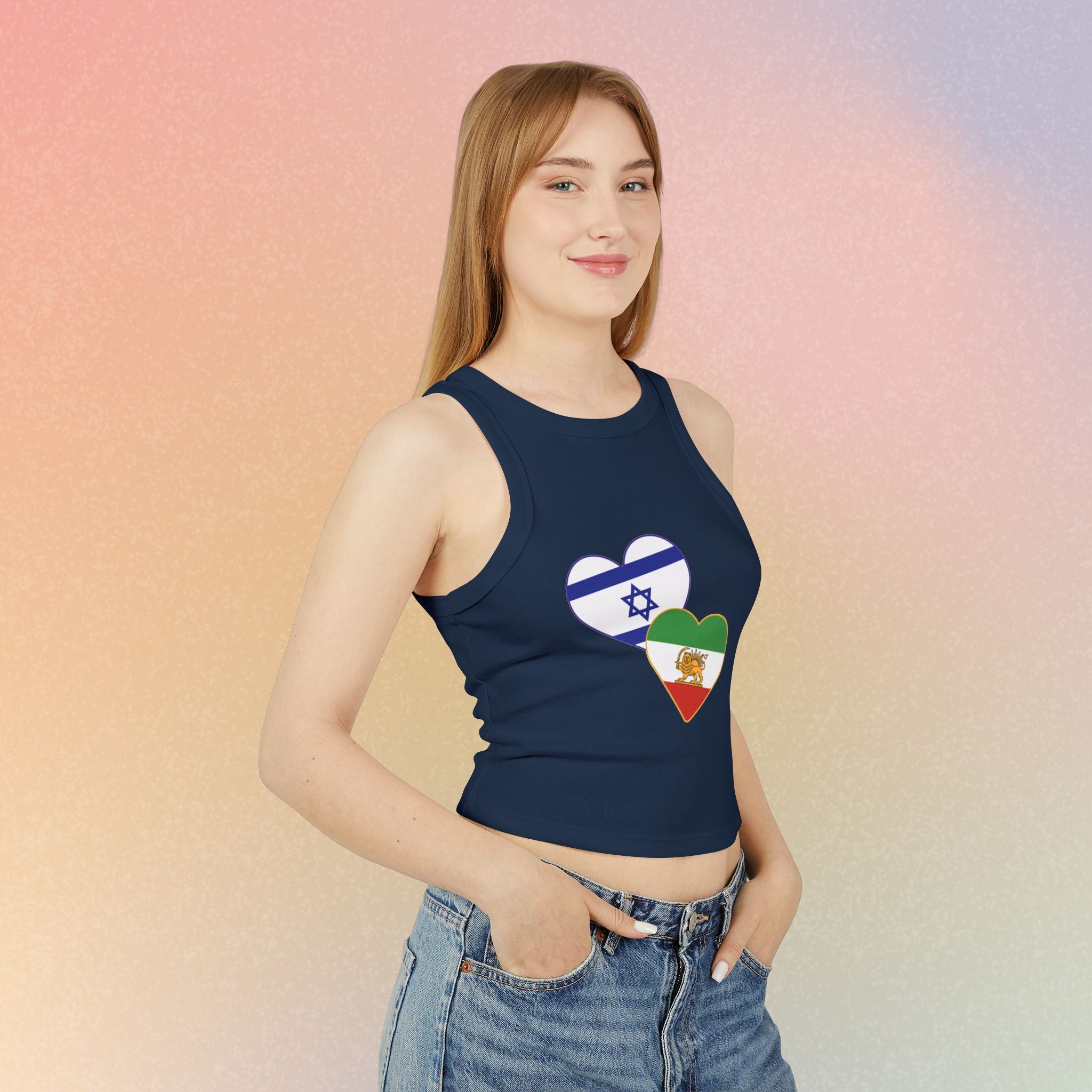 Persian Israeli Flag Hearts Women's Tank Top | Dual Flag Love Racerback