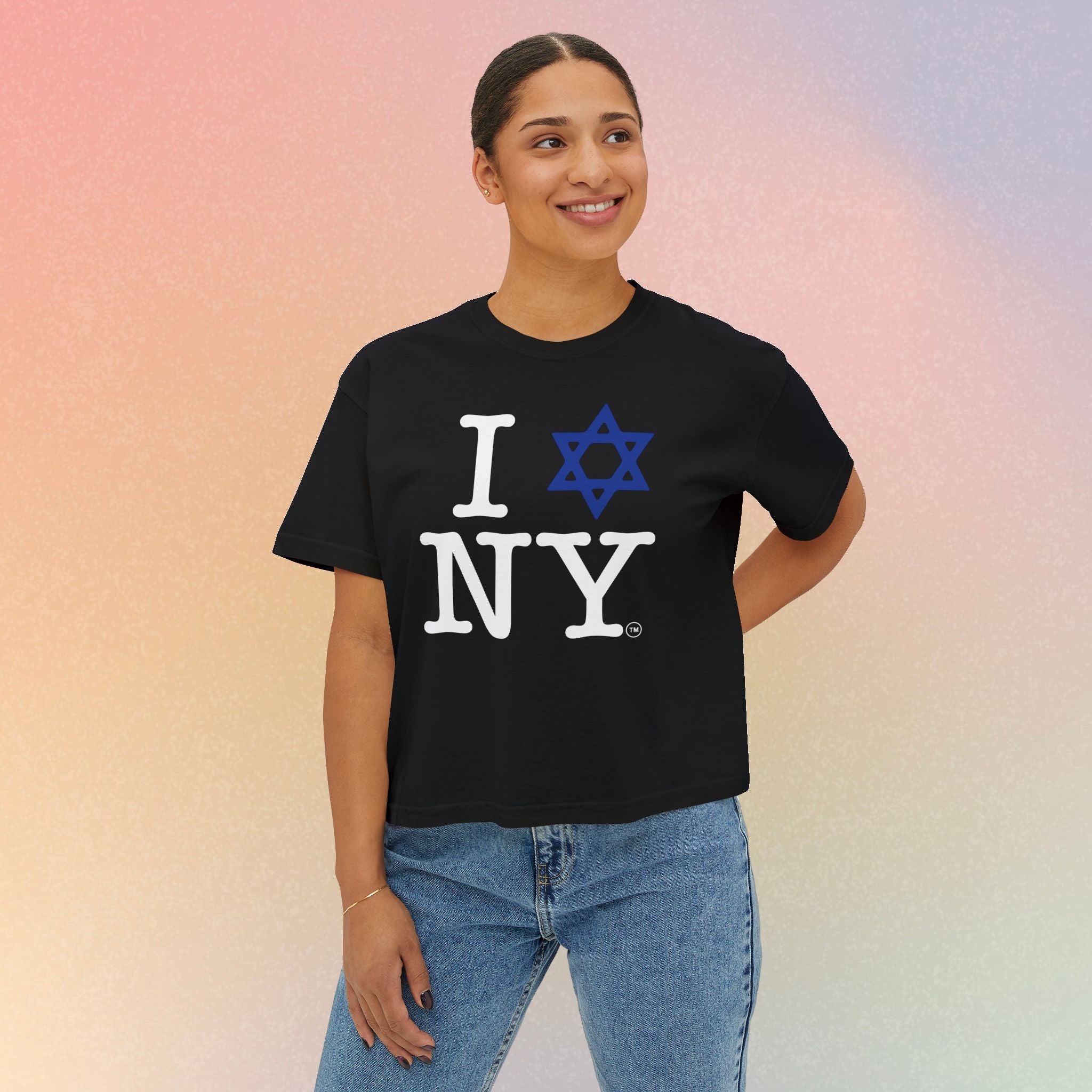 I Love NY Jewish Star Women's Boxy Tee — Jewish New York Pride T‑Shirt