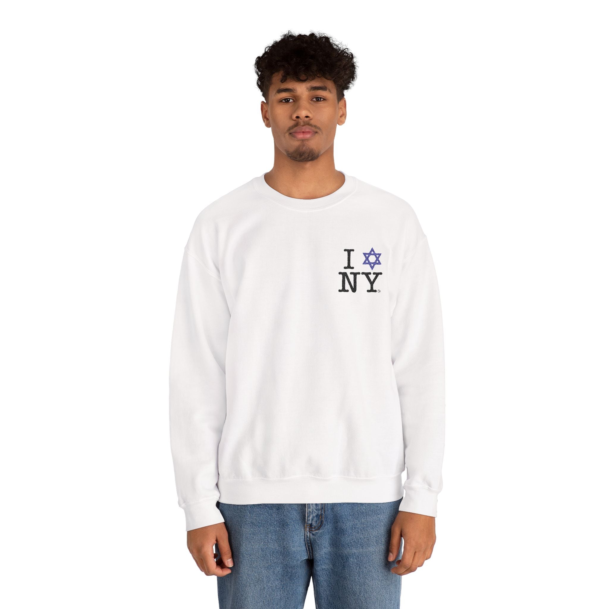 Embroidered I Love NY Jewish Star Crewneck Sweatshirt