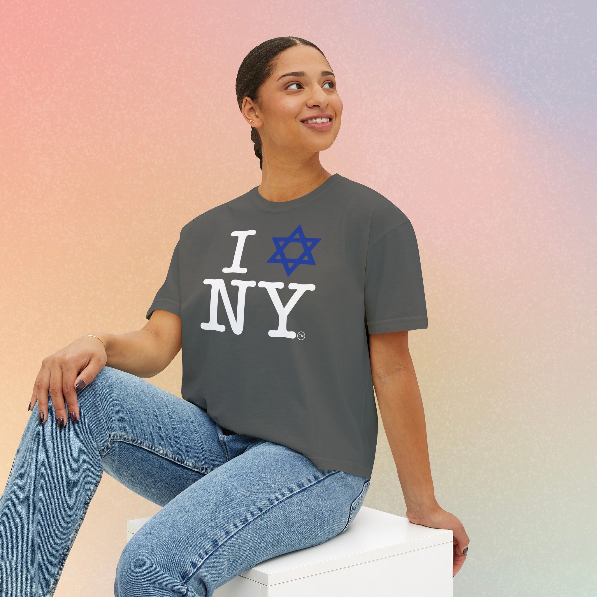 I Love NY Jewish Star Women's Boxy Tee — Jewish New York Pride T‑Shirt