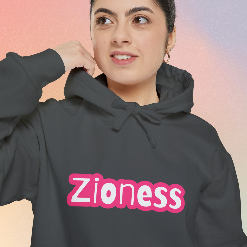 Zioness Hoodie — Pink Retro Logo Pullover