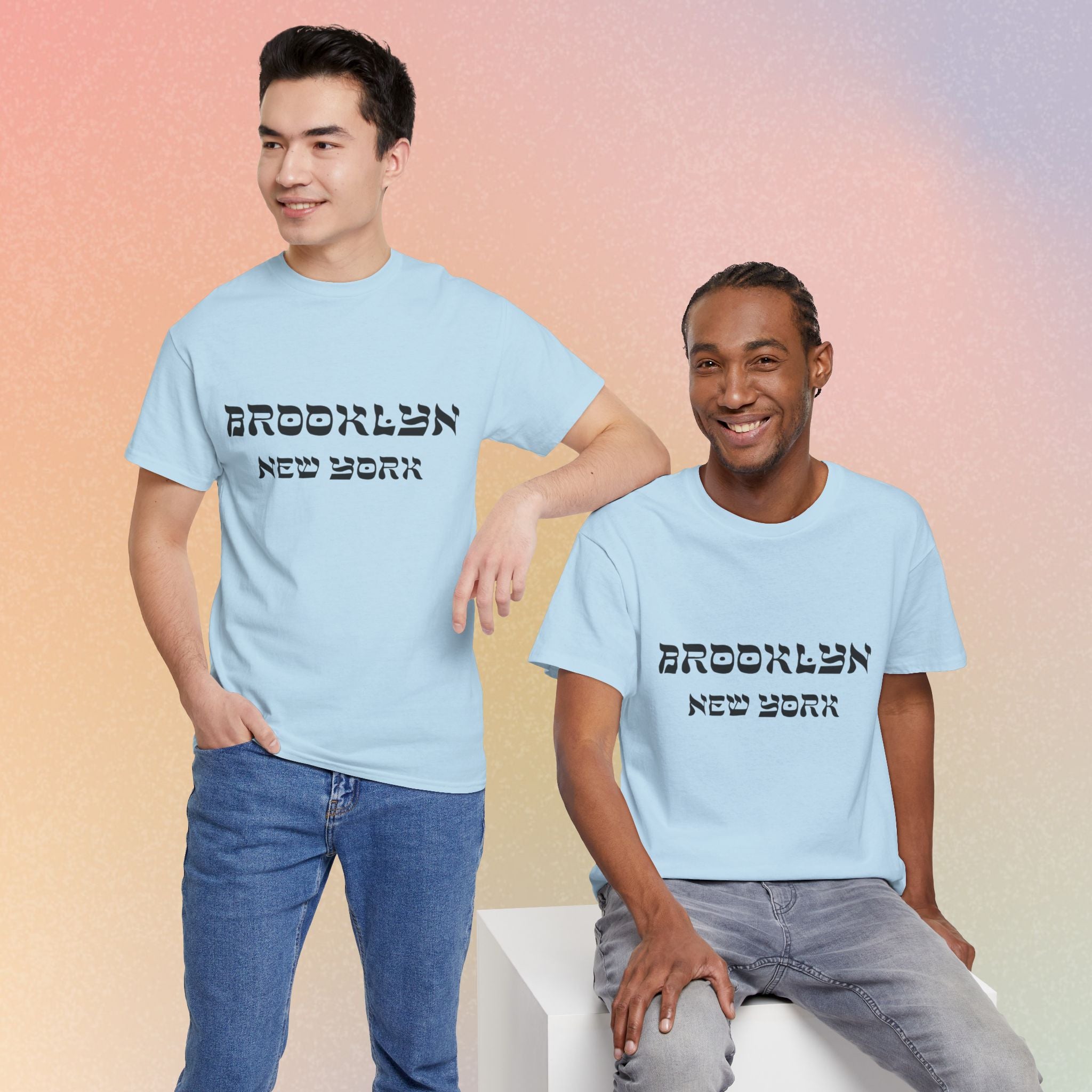 Brooklyn New York Hebrew Script - Unisex Heavy Cotton Tee