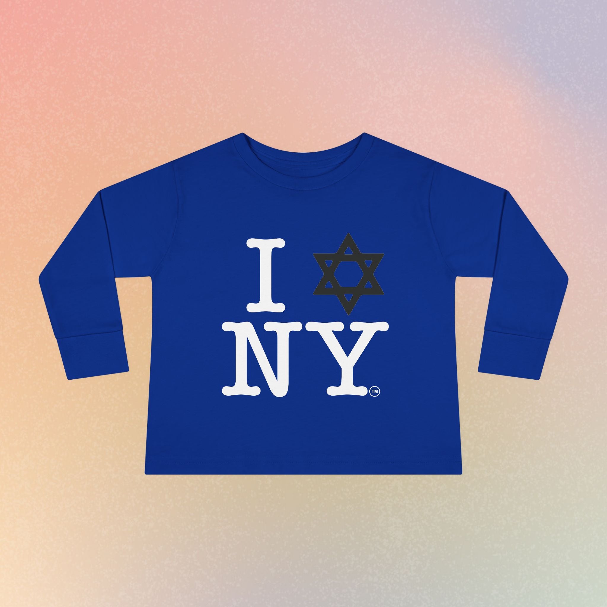 I Love NY Jewish Star Toddler Long Sleeve Tee | Jewish New York Pride Kids Shirt