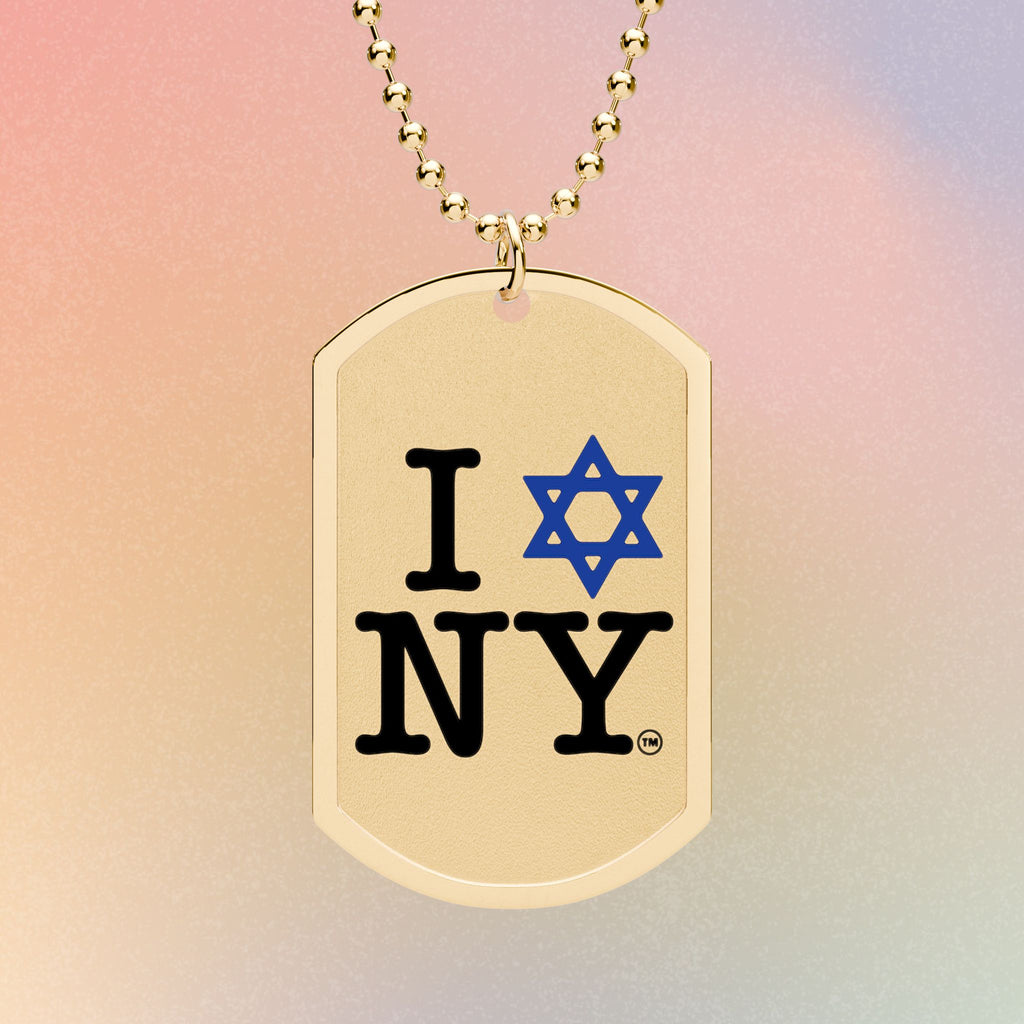 I Love NY Jewish Star Dog Tag with Chain - Jewish New York Pride