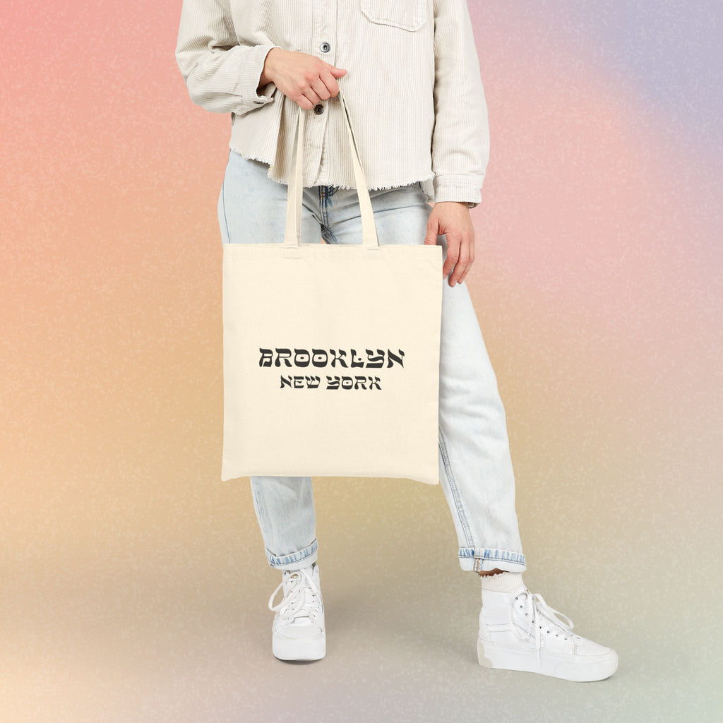 Brooklyn New York Hebrew Style Font Cotton Canvas Tote Bag