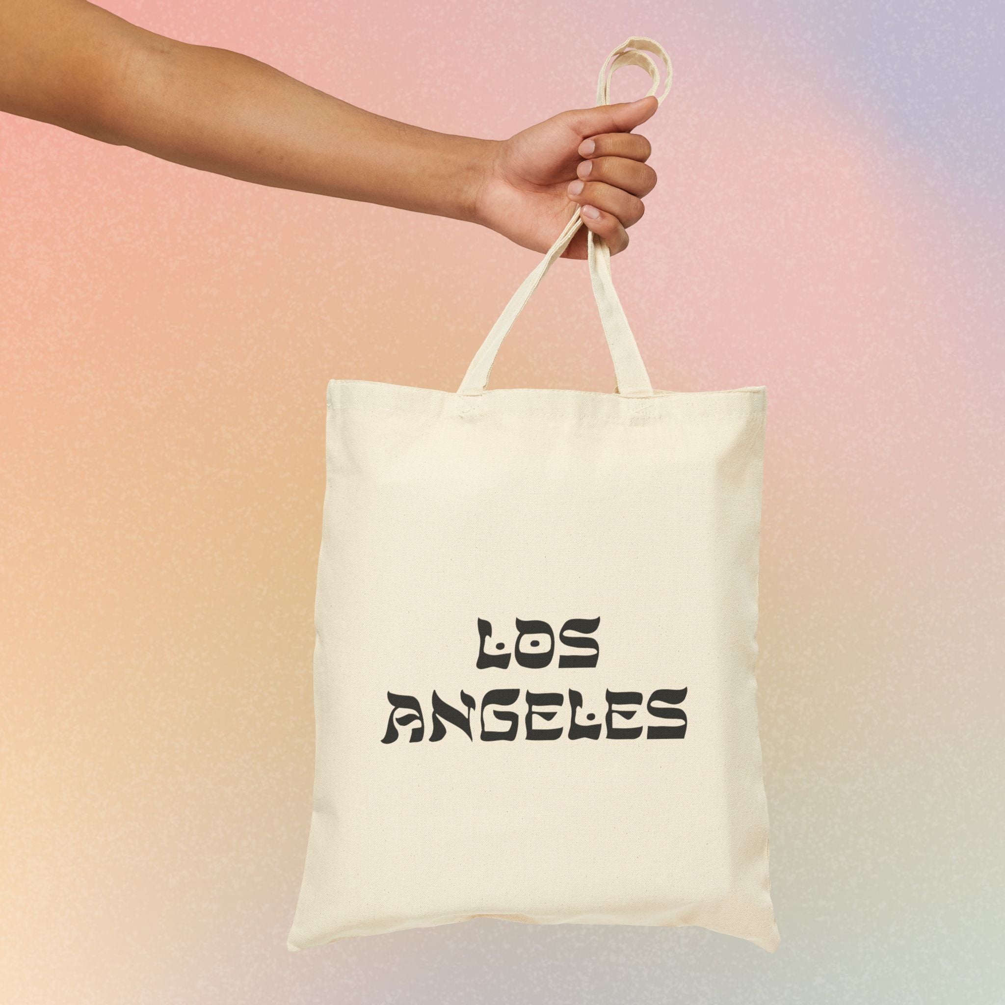 Los Angeles Hebrew Style Font Cotton Canvas Tote Bag - LA Jewish Pride