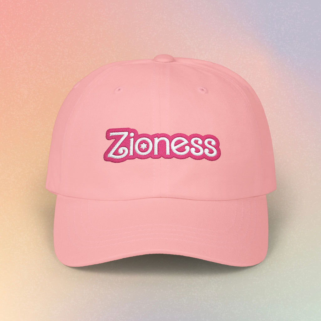 Zioness Embroidered Baseball Cap – Pink Barbie Font Jewish Pride Baseball Hat