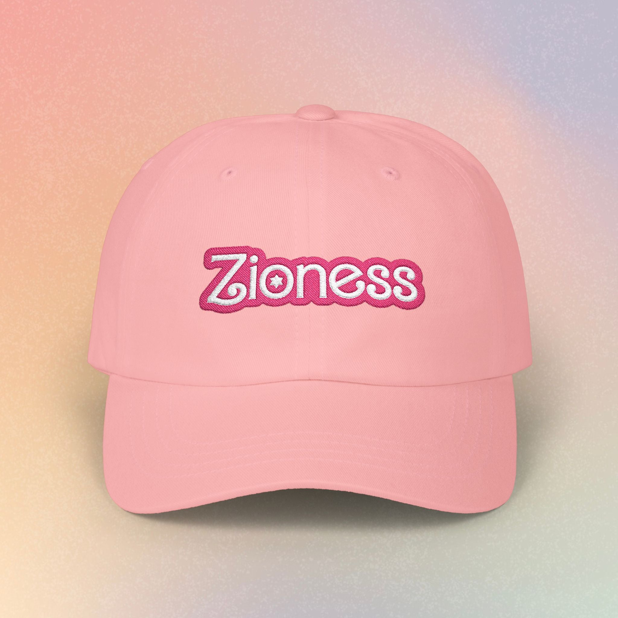 Zioness Embroidered Baseball Cap – Pink Barbie Font Jewish Pride Baseball Hat