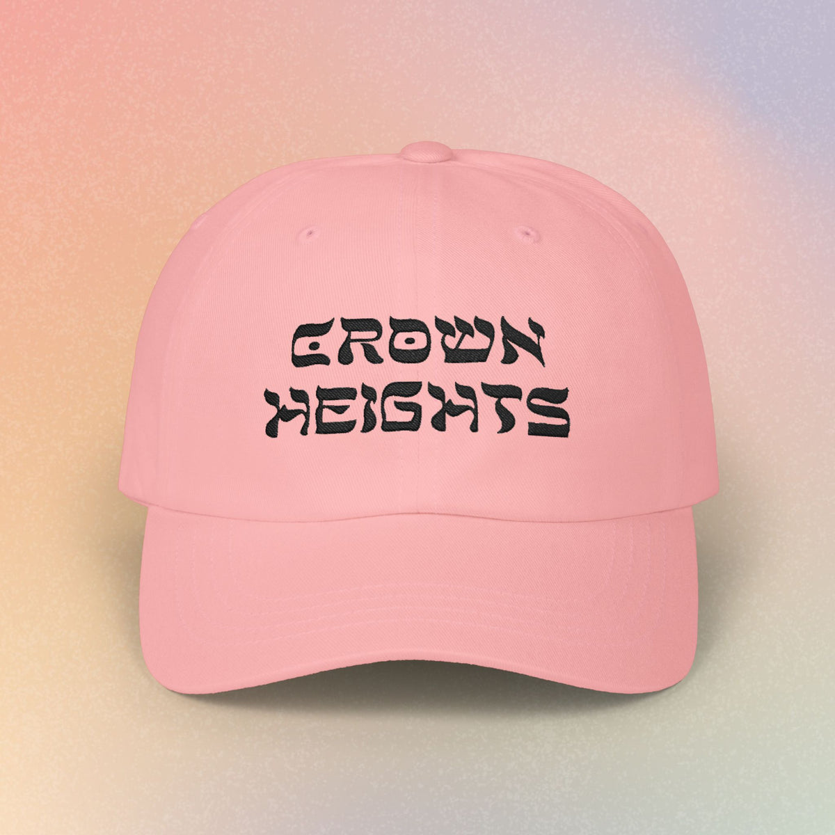 Crown Heights Hebrew Script Embroidered Baseball Cap (Light Colors)