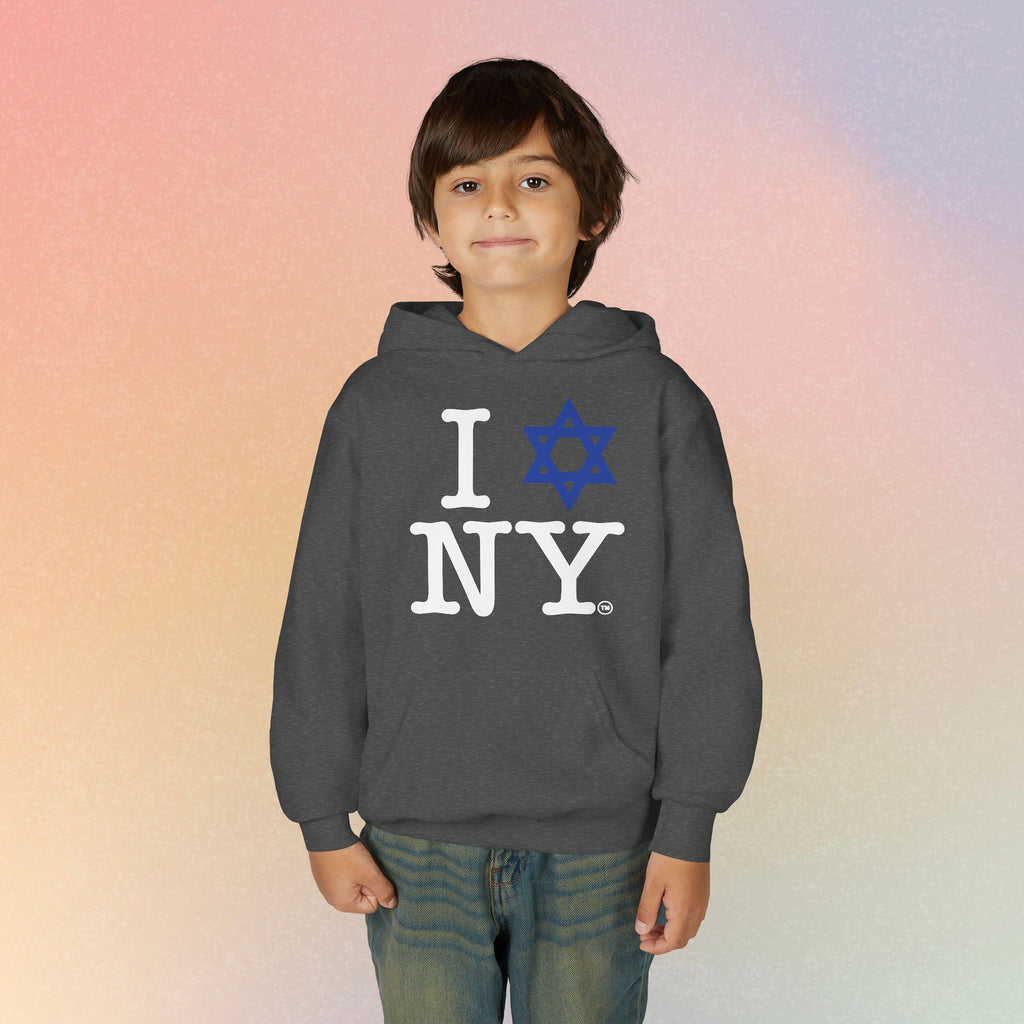 Youth Size I Love NY Jewish Star Hoodie | Jewish New York Pride Sweatshirt