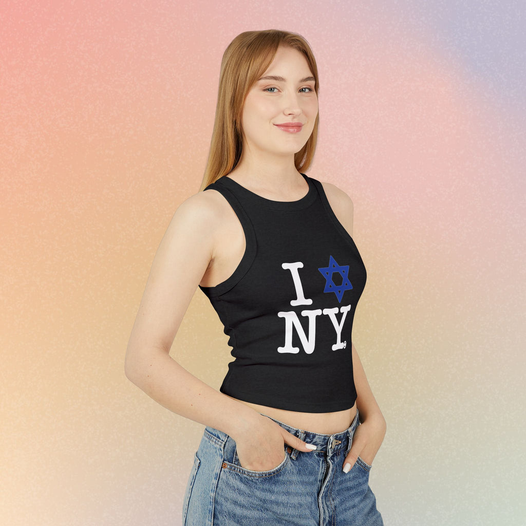 I Love New York Jewish Star Women's Micro Rib Racer Tank Top | New York Jewish Pride