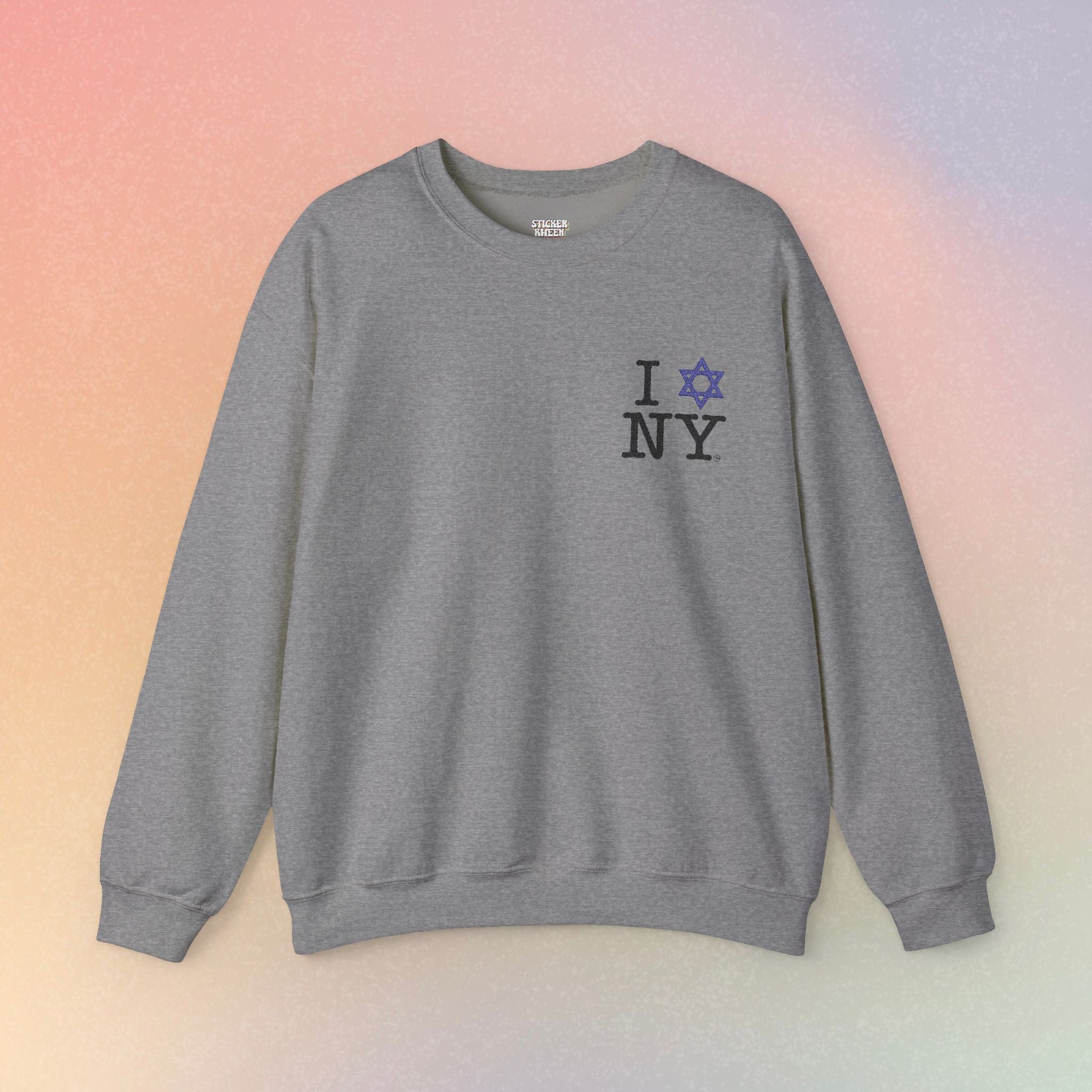 Embroidered I Love NY Jewish Star Crewneck Sweatshirt