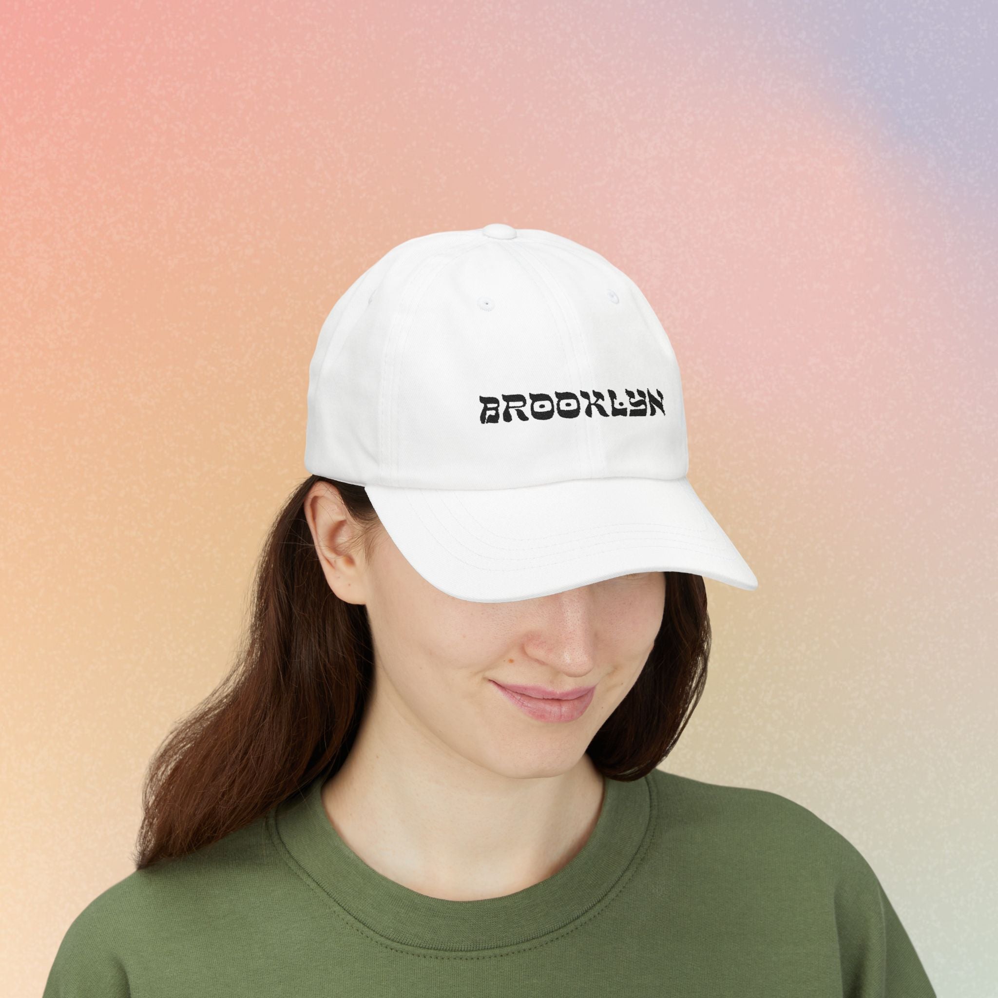 Brooklyn Hebrew Script Embroidered Baseball Cap