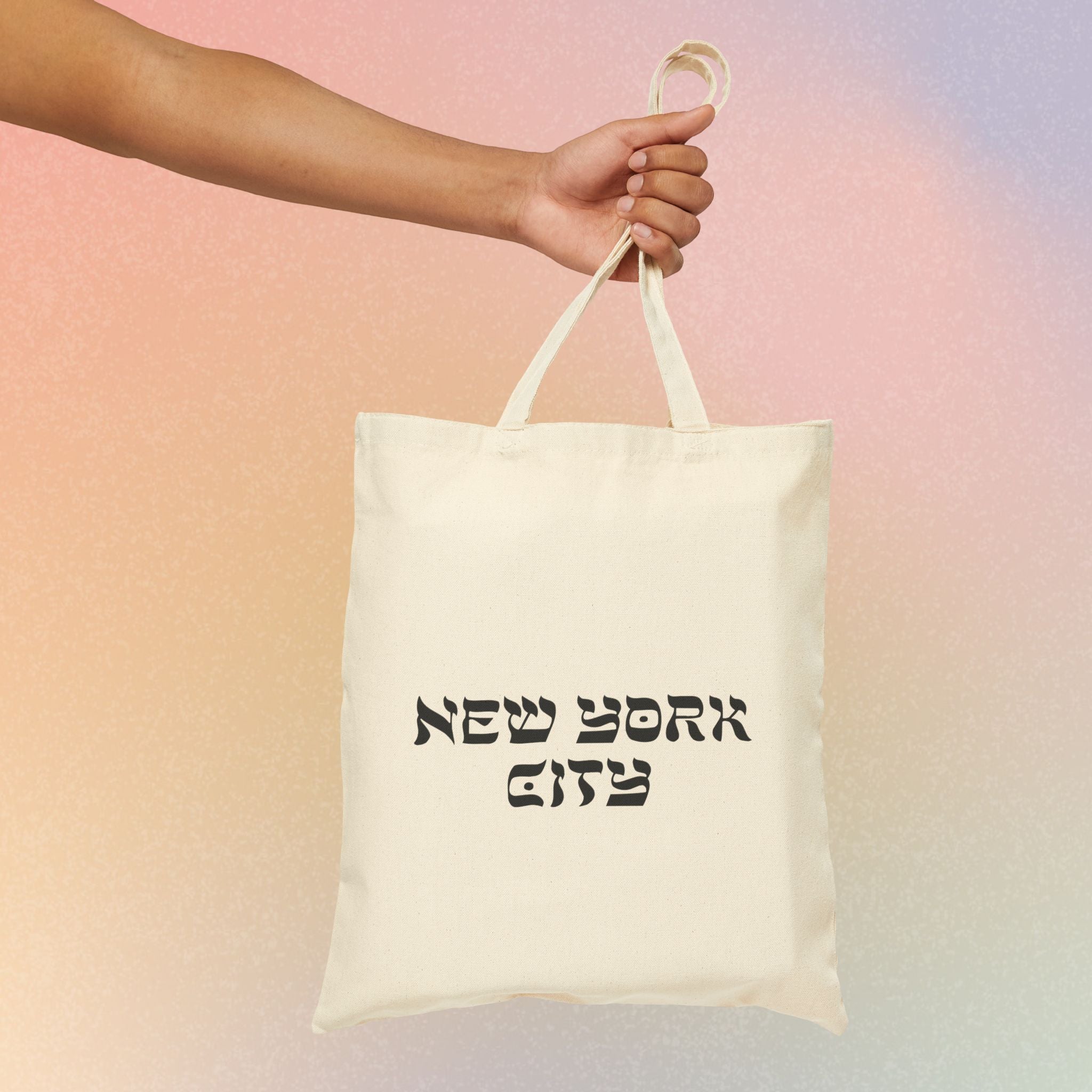 New York City Hebrew Style Font Cotton Canvas Tote Bag - NYC Jewish Pride