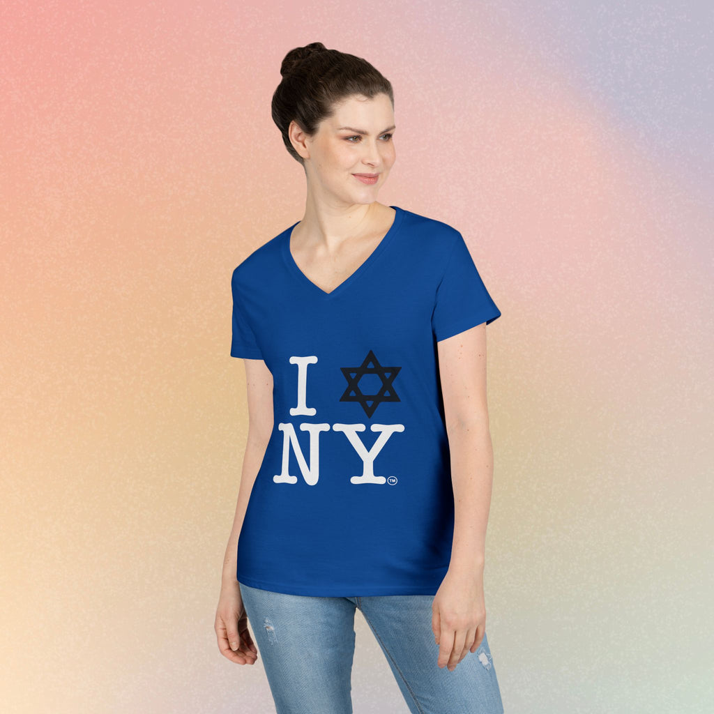 I Love NY Jewish Star V-Neck T-Shirt | New York Jewish Pride