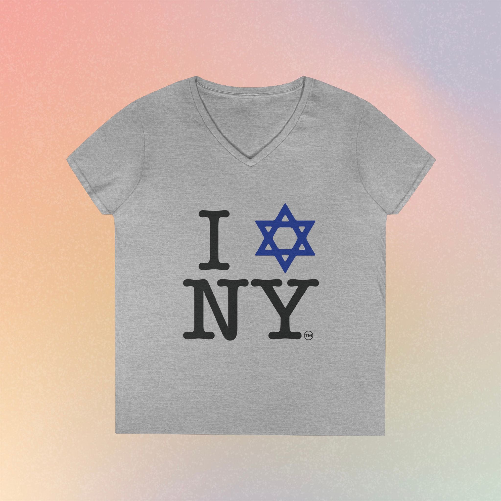 I Love NY Jewish Star V-Neck T-Shirt | New York Jewish Pride