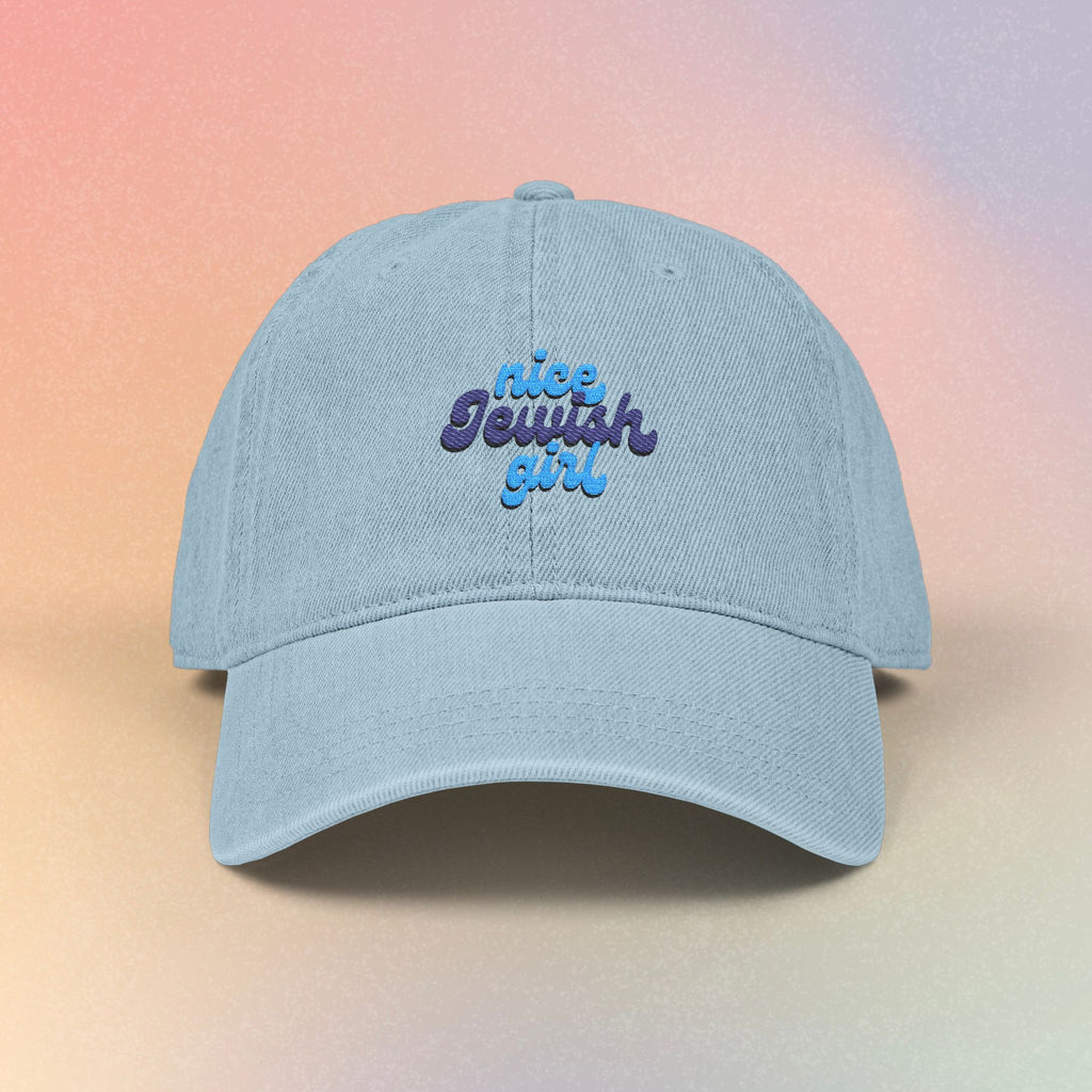 Embroidered 'Nice Jewish Girl' Denim Hat — Casual Baseball Cap for Jewish Pride & Everyday Wear