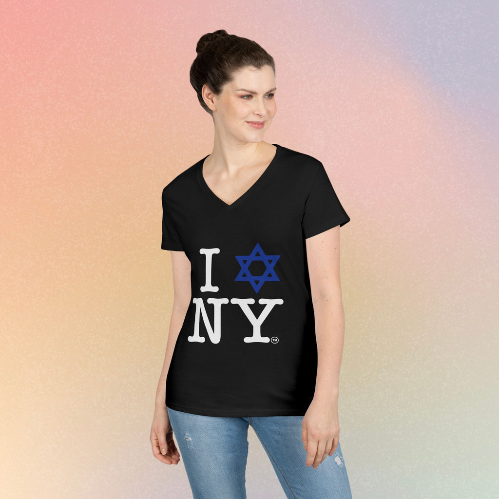 I Love NY Jewish Star V-Neck T-Shirt | New York Jewish Pride