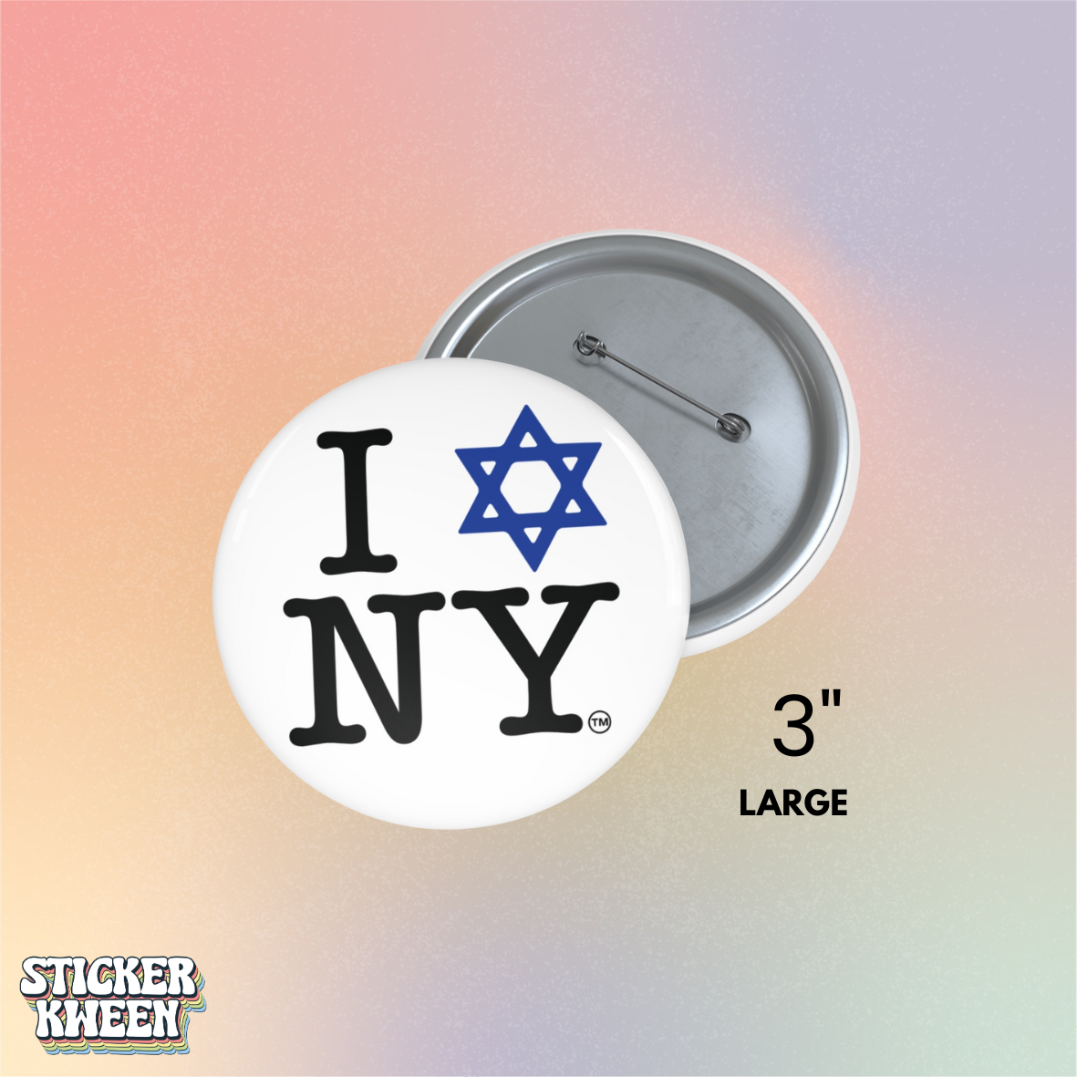I Love NY Jewish Star Pin Button – Jewish Pride New York Pin
