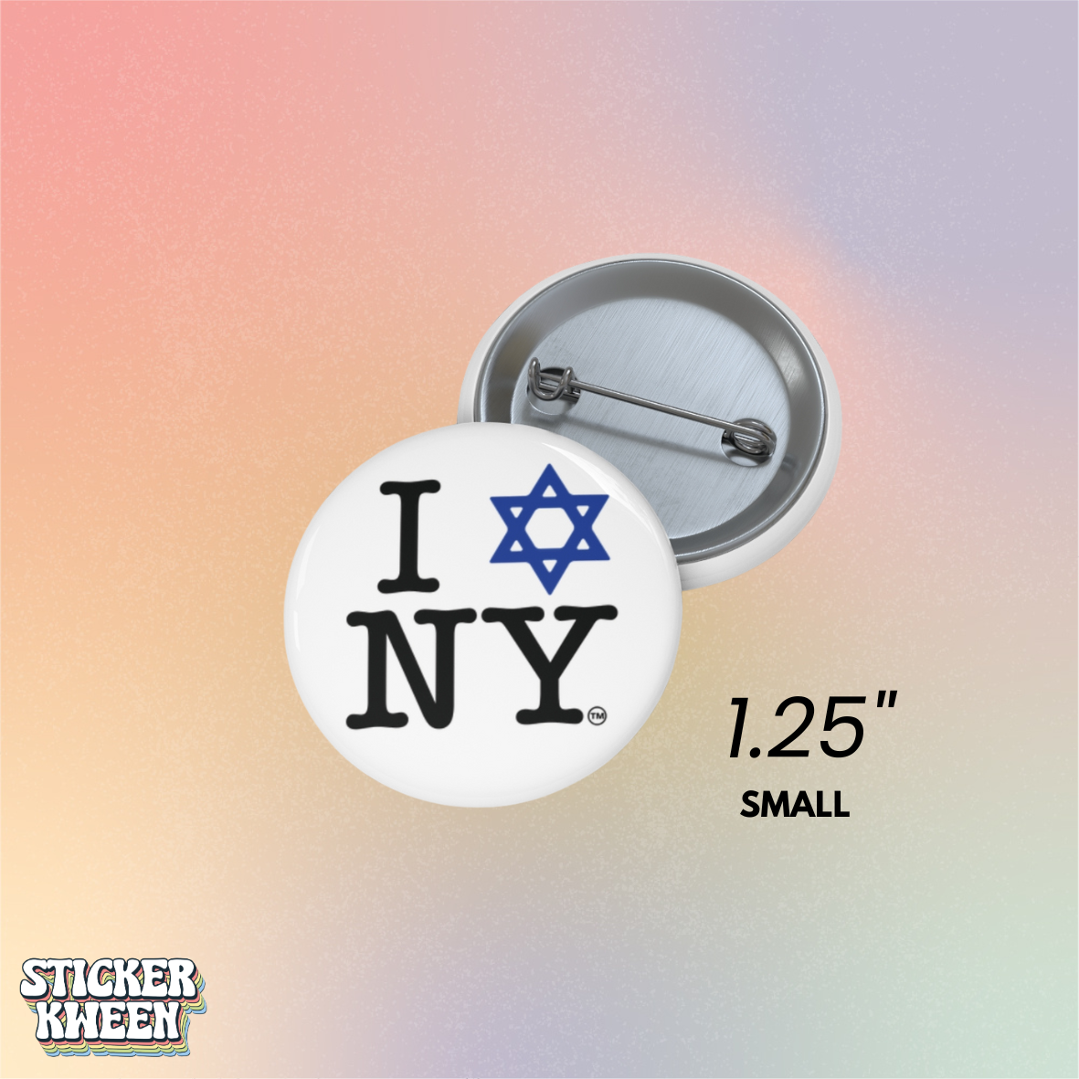 I Love NY Jewish Star Pin Button – Jewish Pride New York Pin