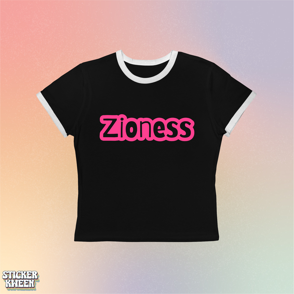 Zioness Women’s Tee - Retro Pink Logo Graphic Jewish Pride