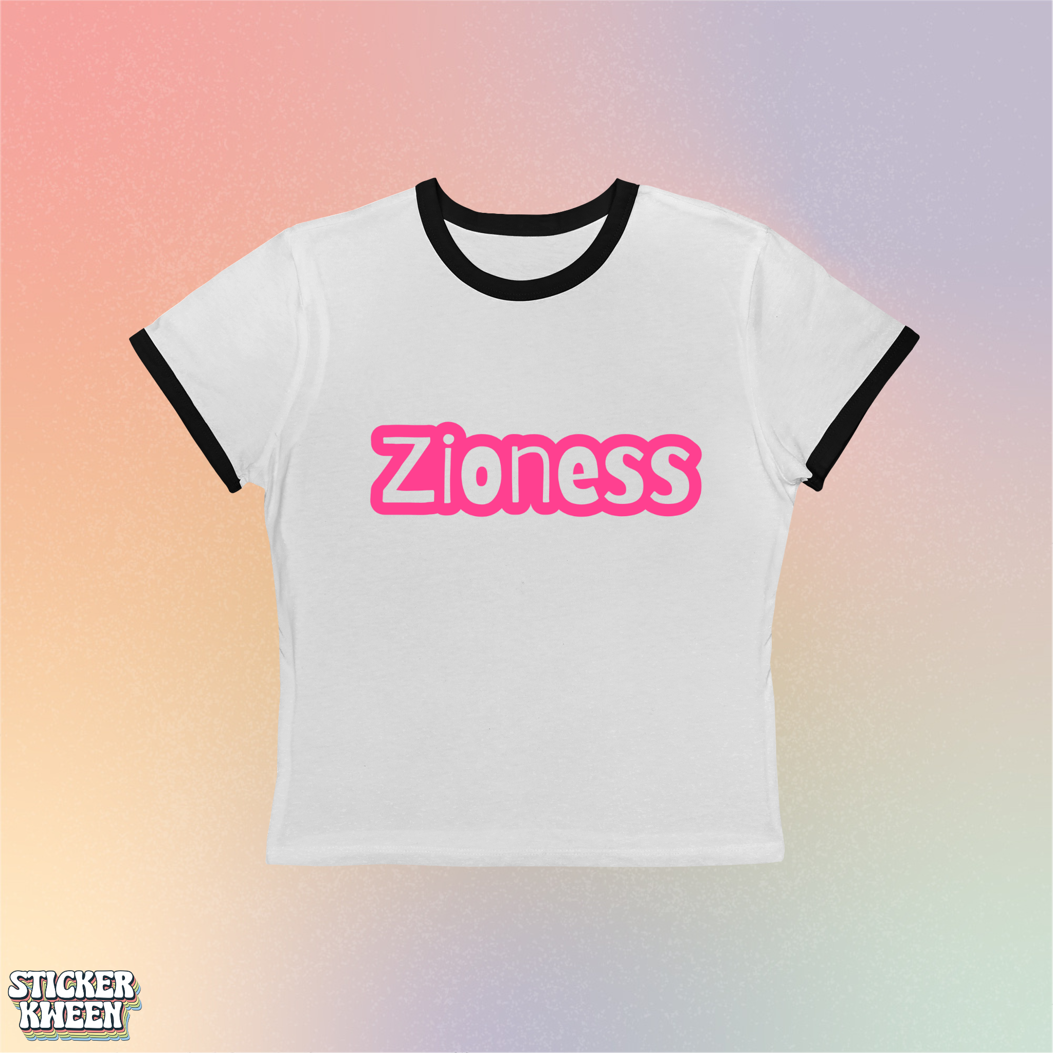 Zioness Women’s Tee - Retro Pink Logo Graphic Jewish Pride