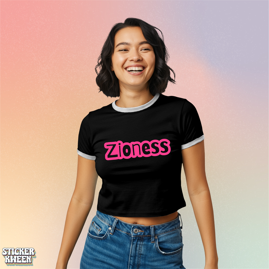 Zioness Women’s Tee - Retro Pink Logo Graphic Jewish Pride