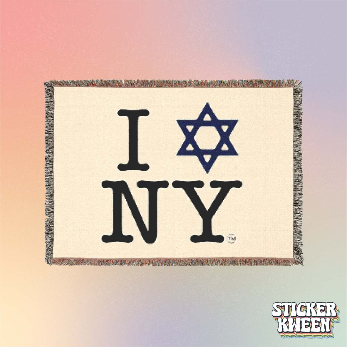 I Love NY Star of David Woven Blanket — Jewish New York Throw Blanket