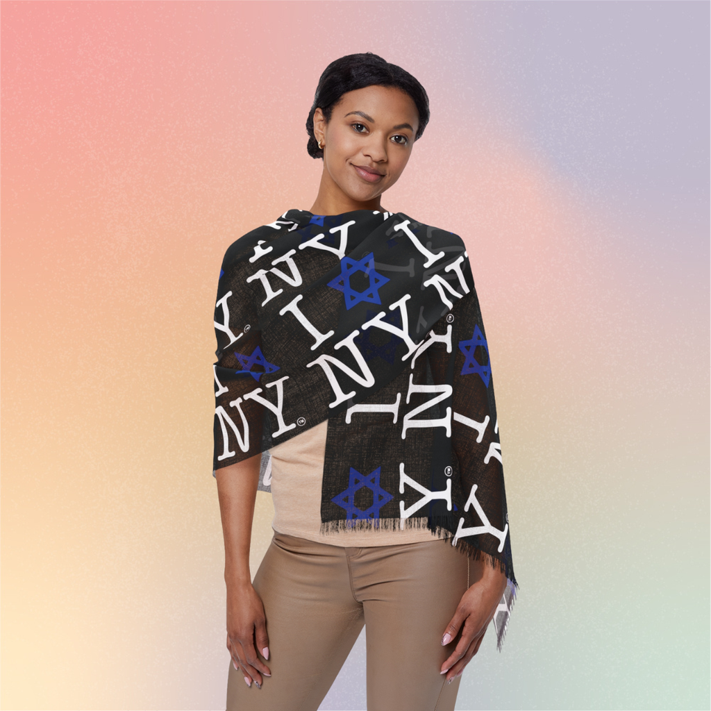 I  Love NY Jewish Star Scarf | New York Jewish Pride Pattern Scarf