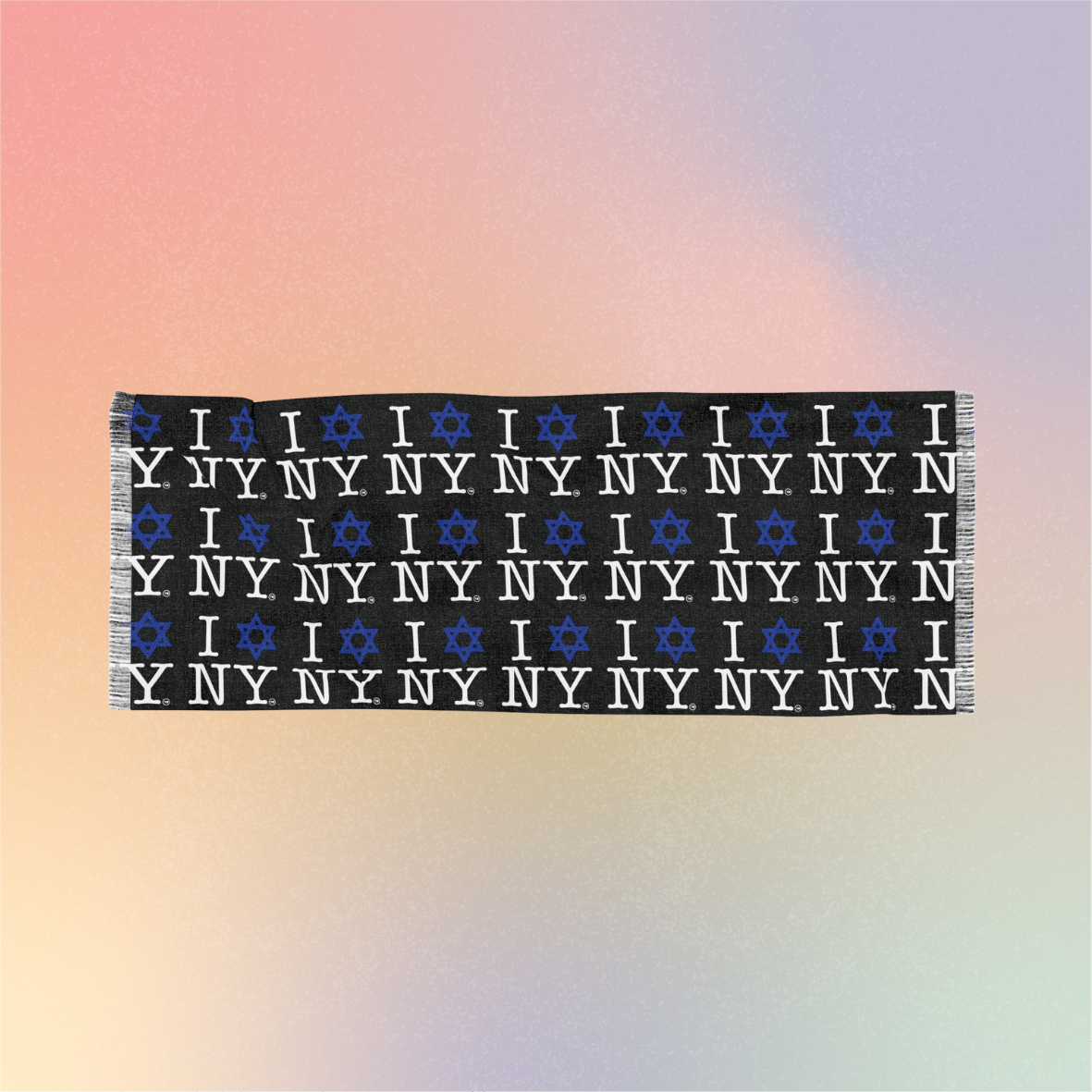 I  Love NY Jewish Star Scarf | New York Jewish Pride Pattern Scarf