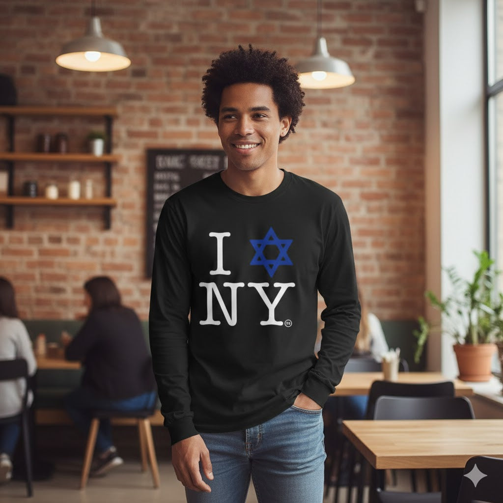 I Love NY Jewish Star Long Sleeve Tee - New York Jewish Pride Shirt