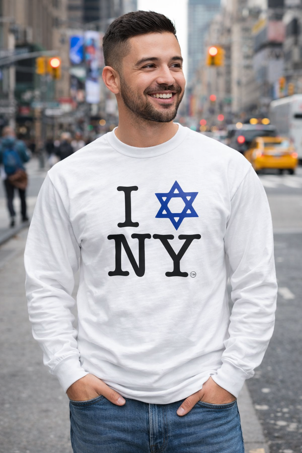 I Love NY Jewish Star Long Sleeve Tee - New York Jewish Pride Shirt