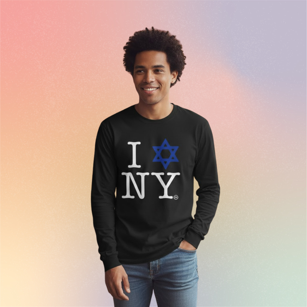 I Love NY Jewish Star Long Sleeve Tee - New York Jewish Pride Shirt