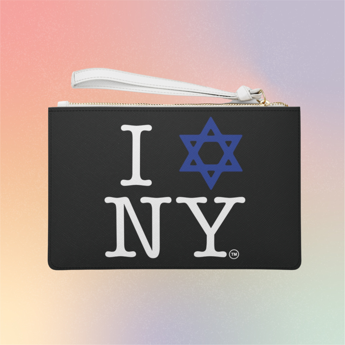 I Love NY Jewish Star Clutch Bag — Jewish New York Pride Wristlet Clutch Purse