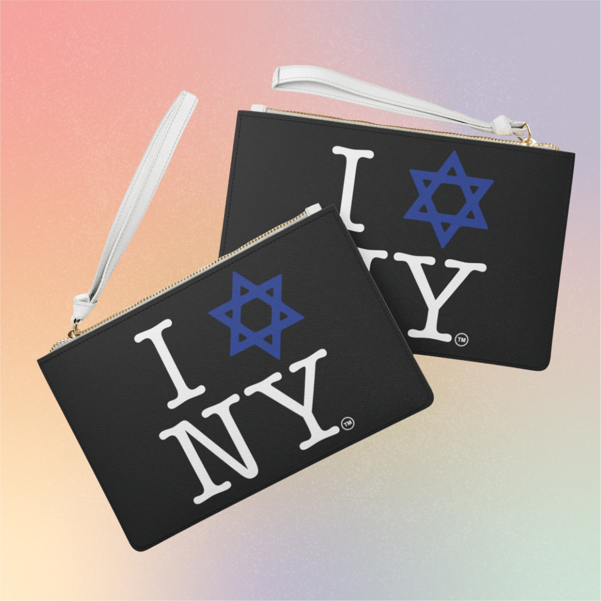I Love NY Jewish Star Clutch Bag — Jewish New York Pride Wristlet Clutch Purse