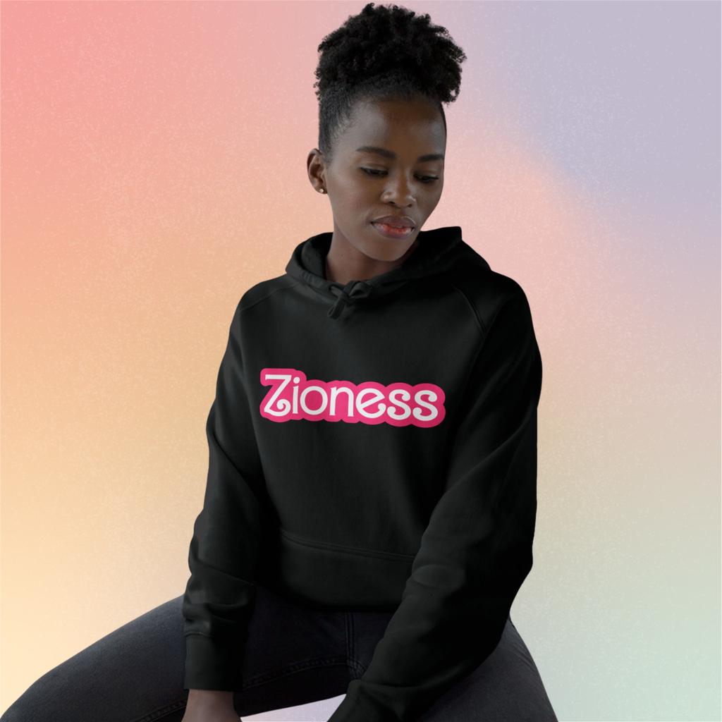 Zioness Pink Barbie Font Hoodie - Female Jewish Pride