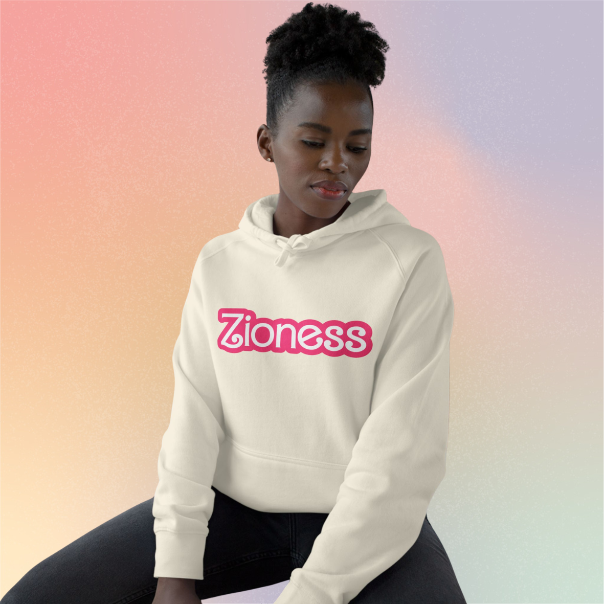 Zioness Pink Barbie Font Hoodie - Female Jewish Pride
