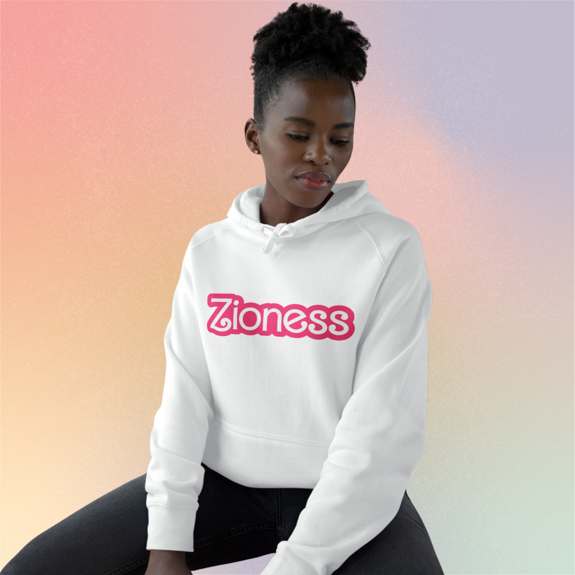 Zioness Pink Barbie Font Hoodie - Female Jewish Pride