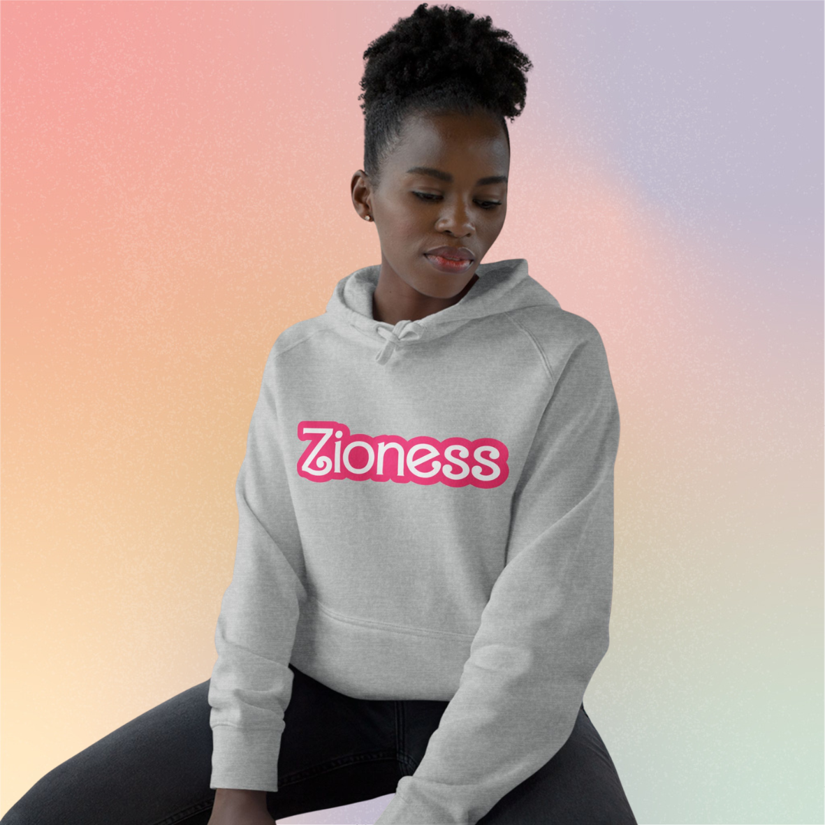 Zioness Pink Barbie Font Hoodie - Female Jewish Pride