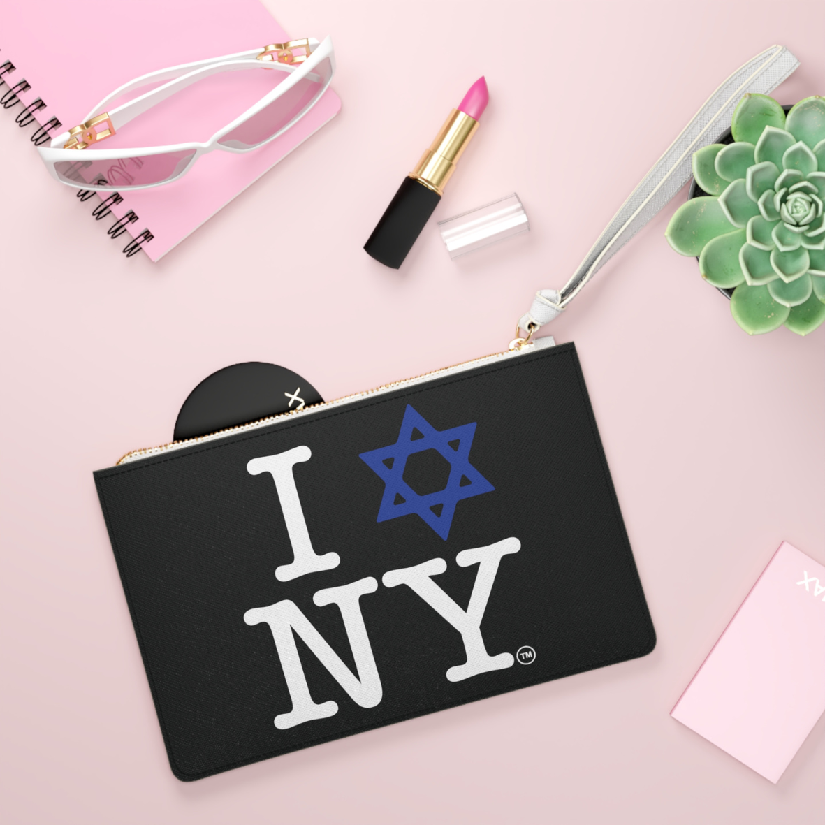 I Love NY Jewish Star Clutch Bag — Jewish New York Pride Wristlet Clutch Purse