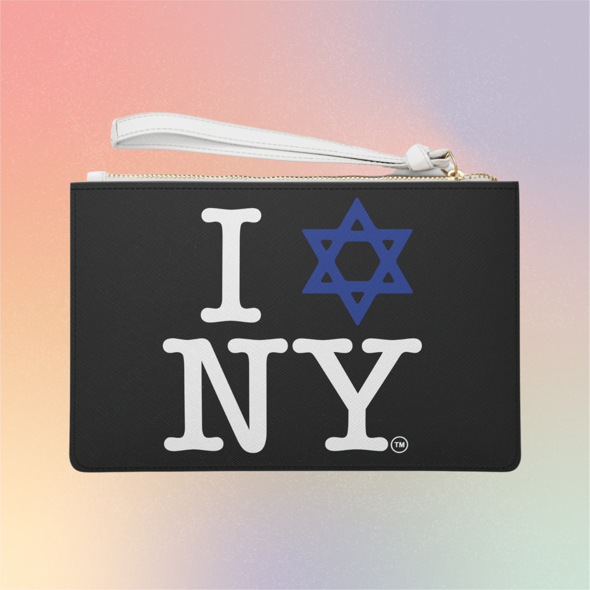I Love NY Jewish Star Clutch Bag — Jewish New York Pride Wristlet Clutch Purse