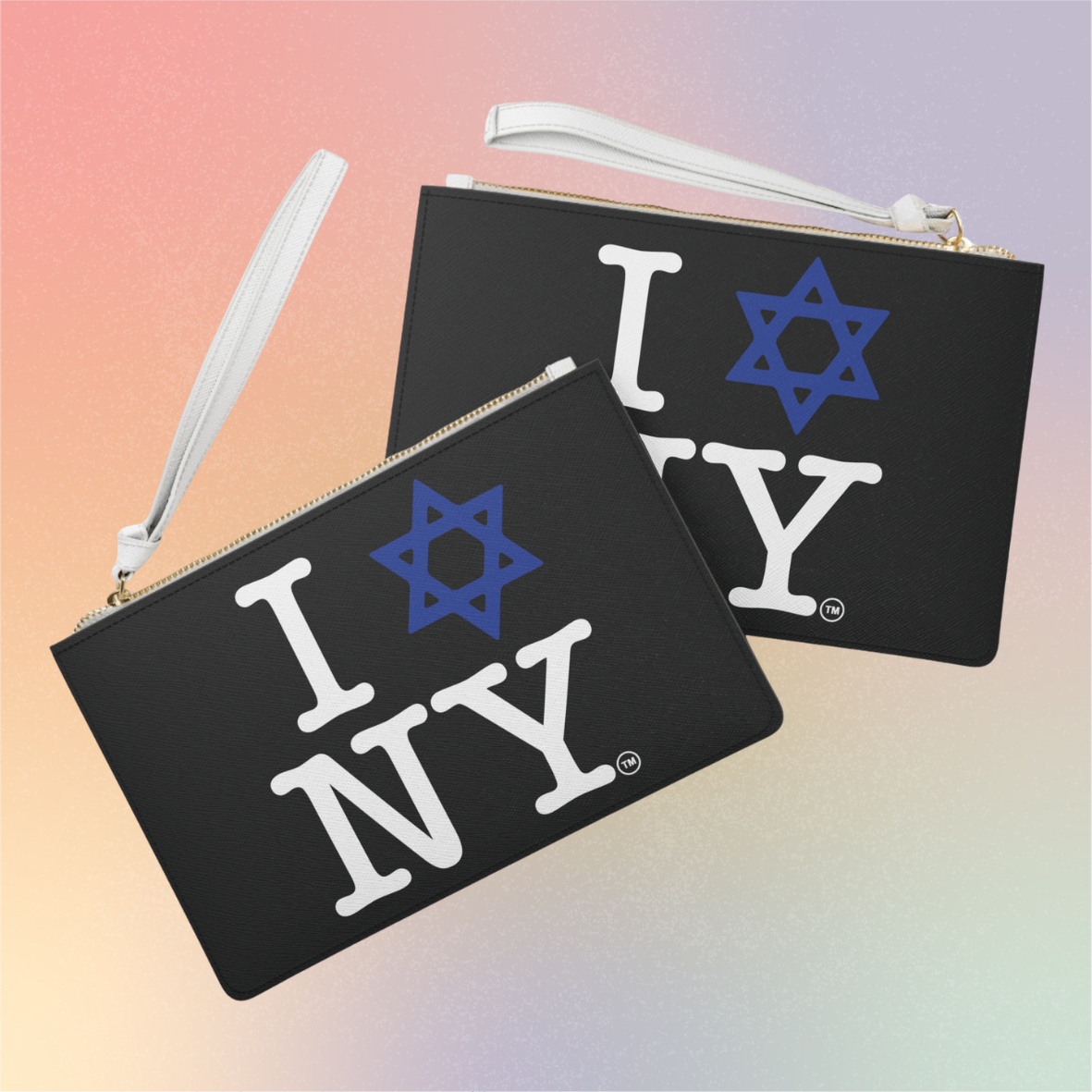 I Love NY Jewish Star Clutch Bag — Jewish New York Pride Wristlet Clutch Purse