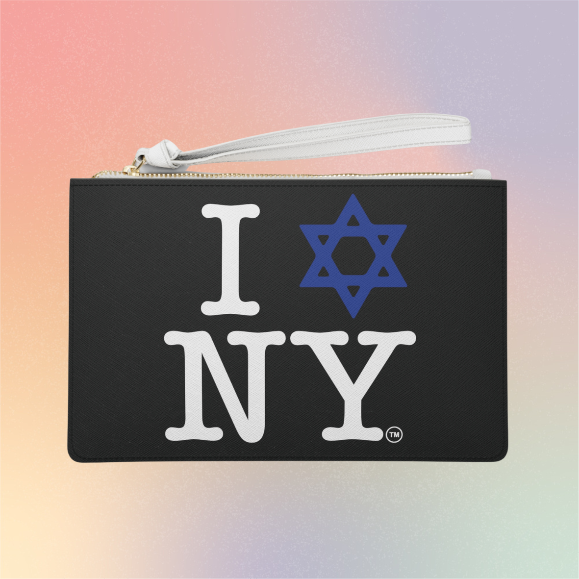 I Love NY Jewish Star Clutch Bag — Jewish New York Pride Wristlet Clutch Purse
