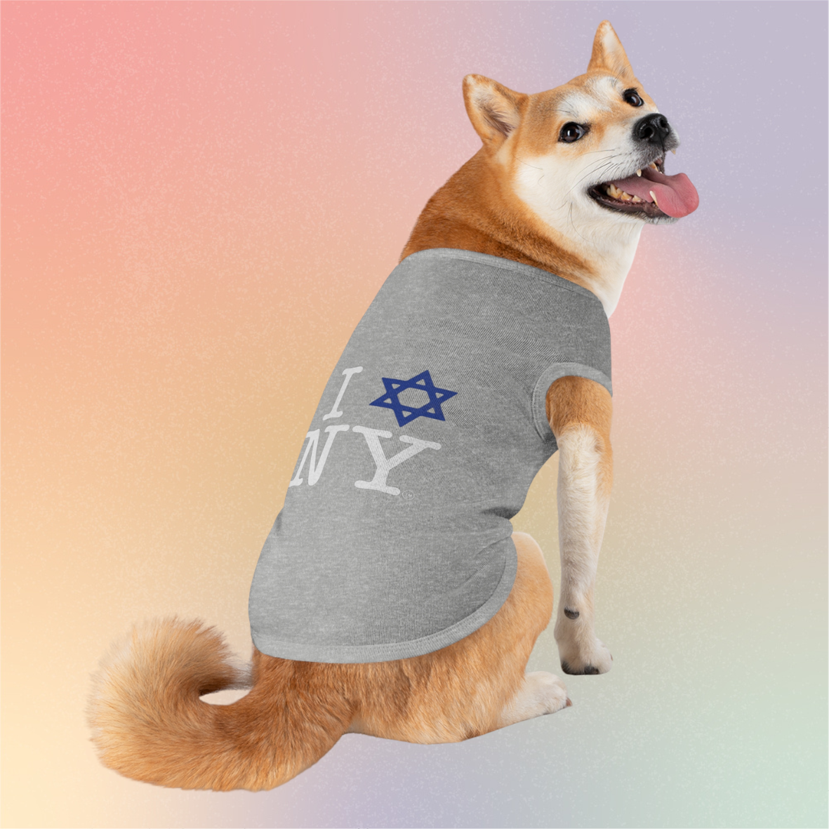 I LOVE NY Jewish Star Pet Tee - Dog & Cat Shirt, Jewish New York Pride Pet T-Shirt