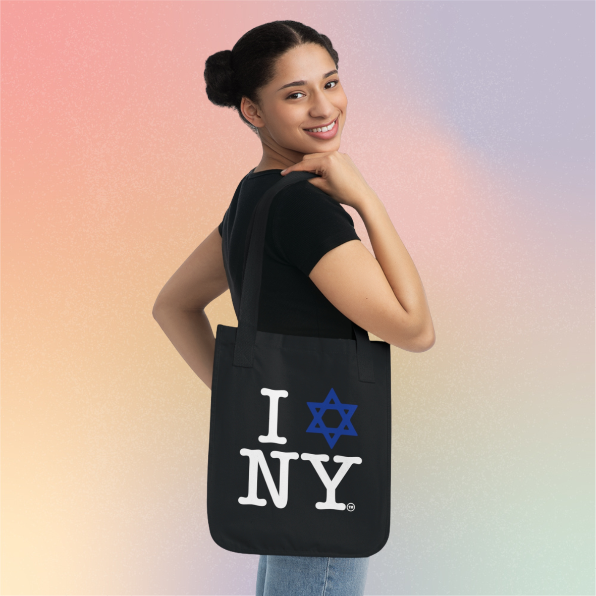 I Love NY Jewish Star Organic Tote Bag — Jewish New York Pride Canvas Bag