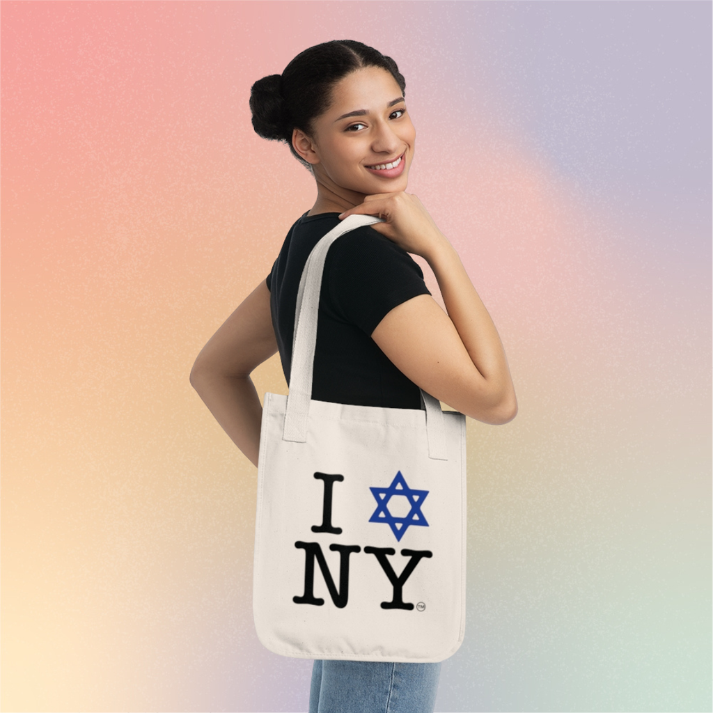 I Love NY Jewish Star Organic Tote Bag — Jewish New York Pride Canvas Bag