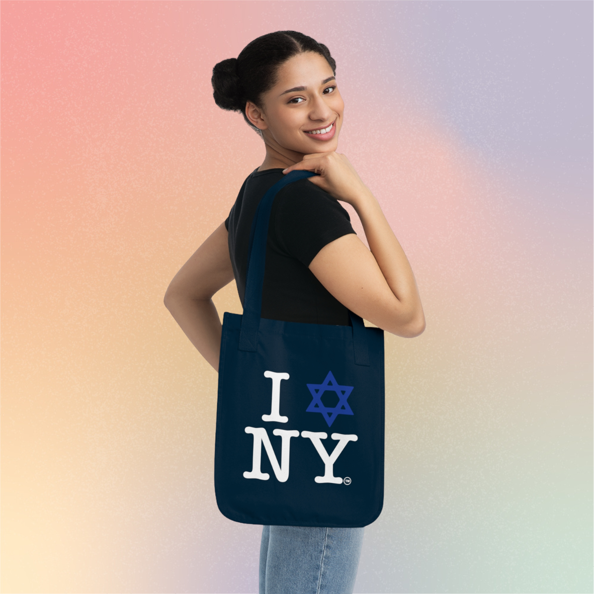 I Love NY Jewish Star Organic Tote Bag — Jewish New York Pride Canvas Bag