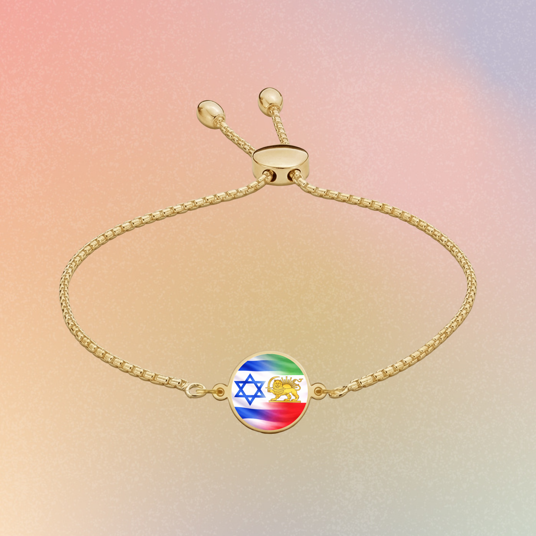 Israel & Persian Lion Flag Charm Bracelet