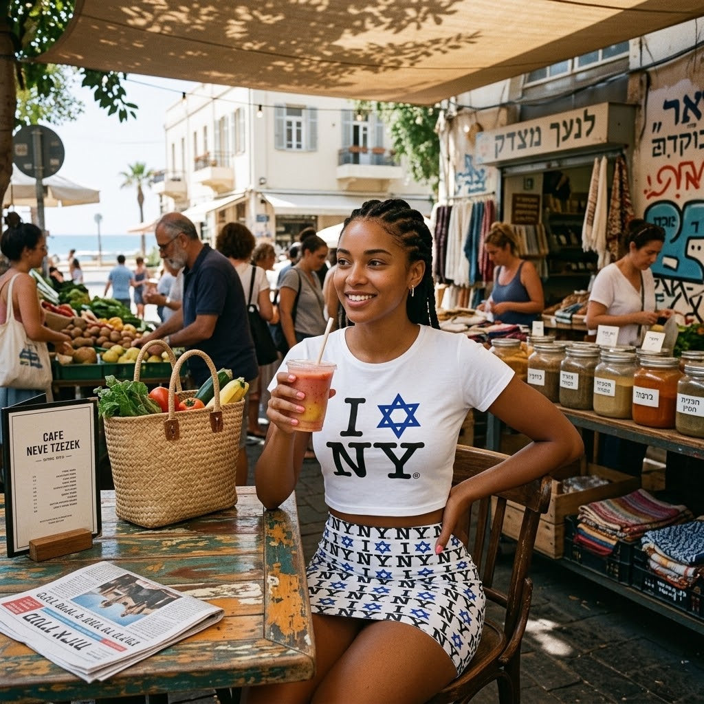 I Love NY Jewish Star Women’s Poly-Cotton Crop Tee