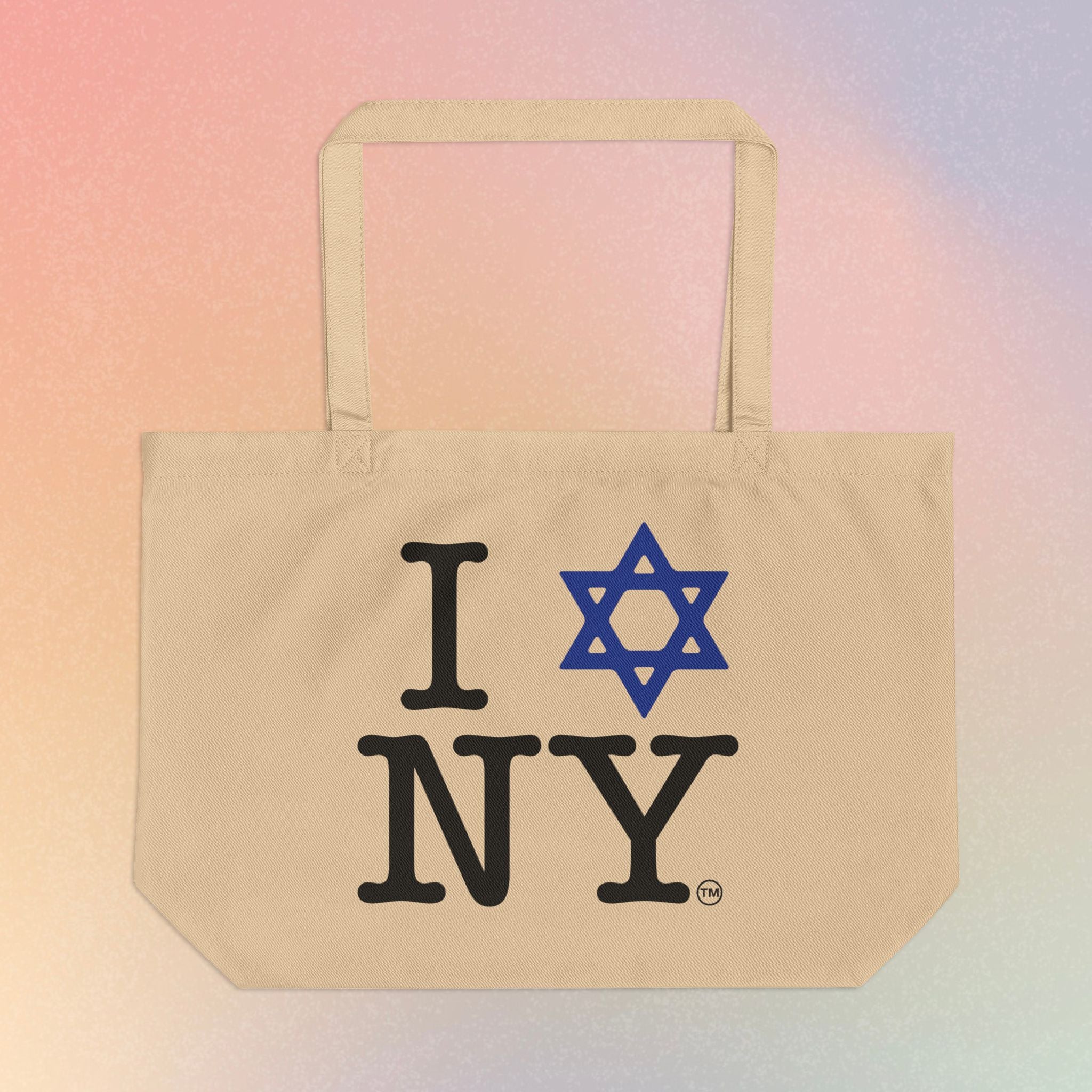 I NY Jewish Star LARGE Eco Tote — Jewish Pride Reusable Market Bag
